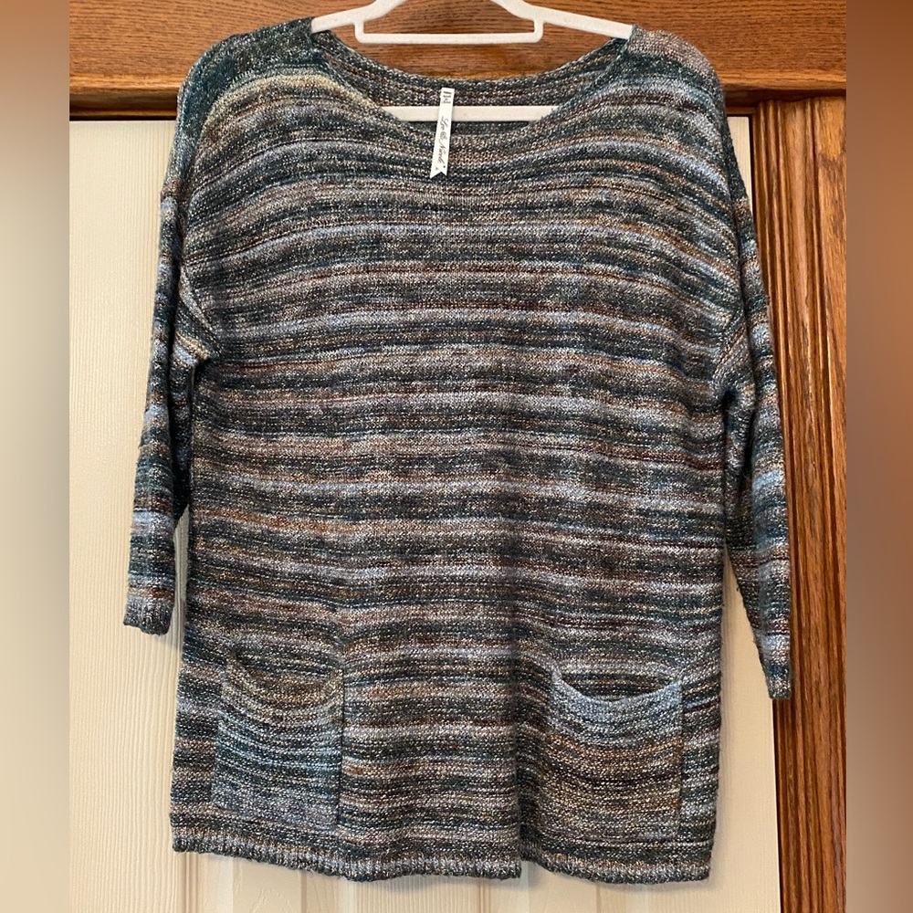Anthropologie Leo & Nicole Women’s Striped Multicolor Sweater Sz PL Petite Large